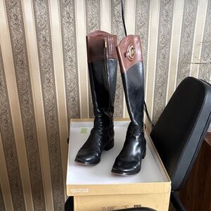 Michael Kors Black and Brown Over the Knee Boots